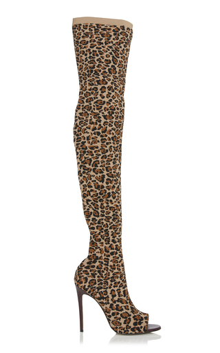 Jasmine Leopard-Print Stretch-Knit Thigh Boots by | Moda Operandi
