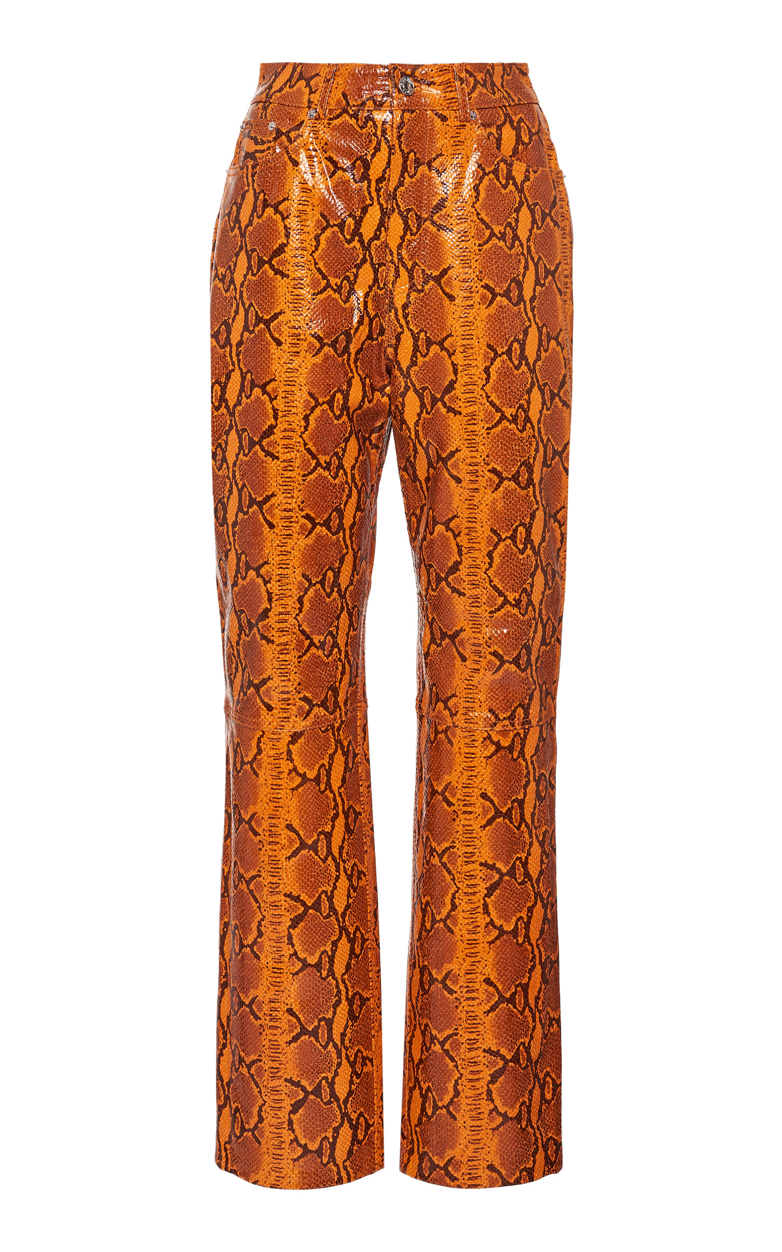 orange leather pants