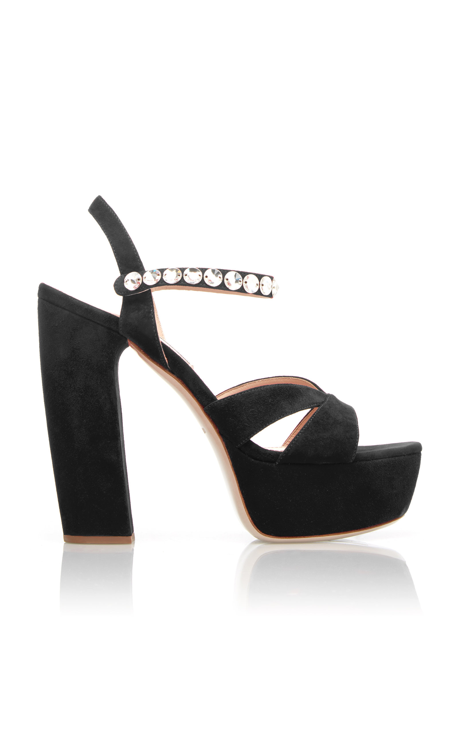 Jeweled Strap Suede Platform Sandal