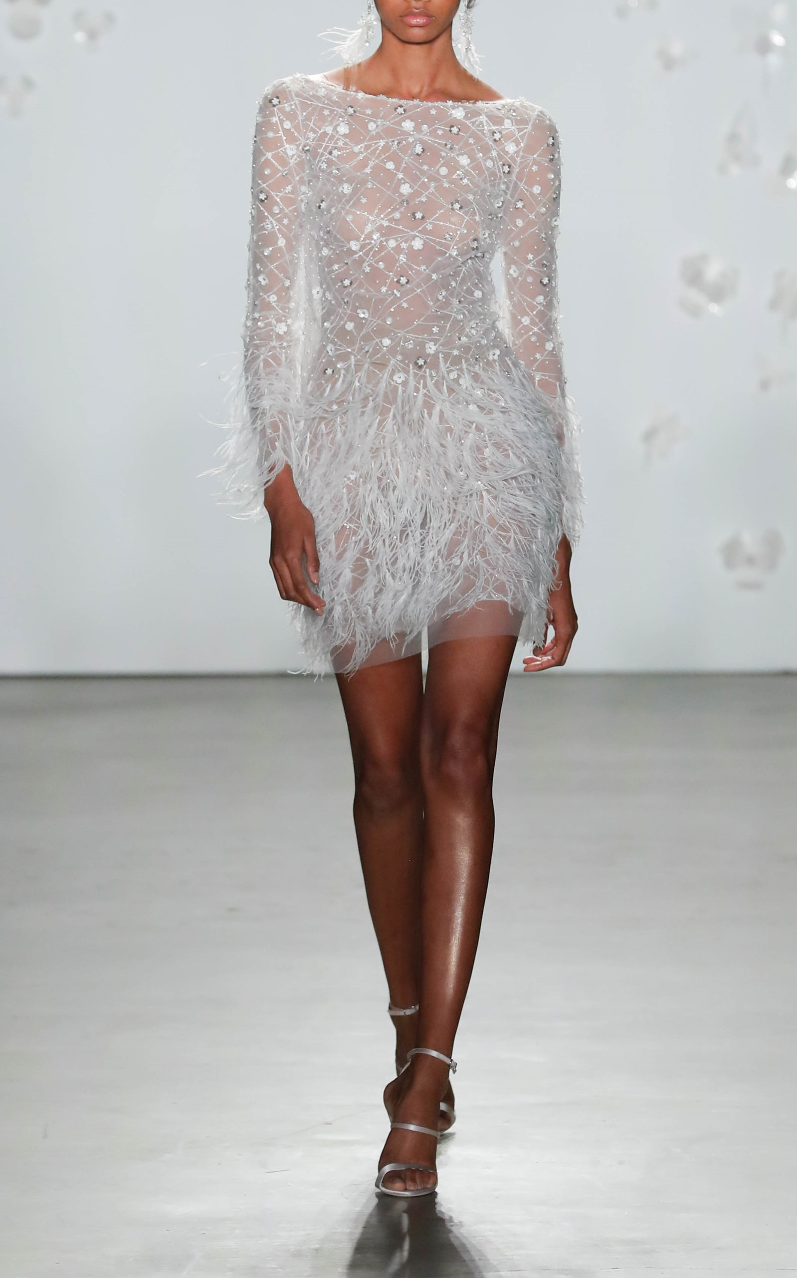 short white feather dress