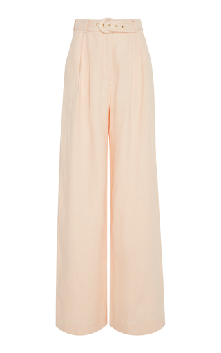 pink linen wide leg pants