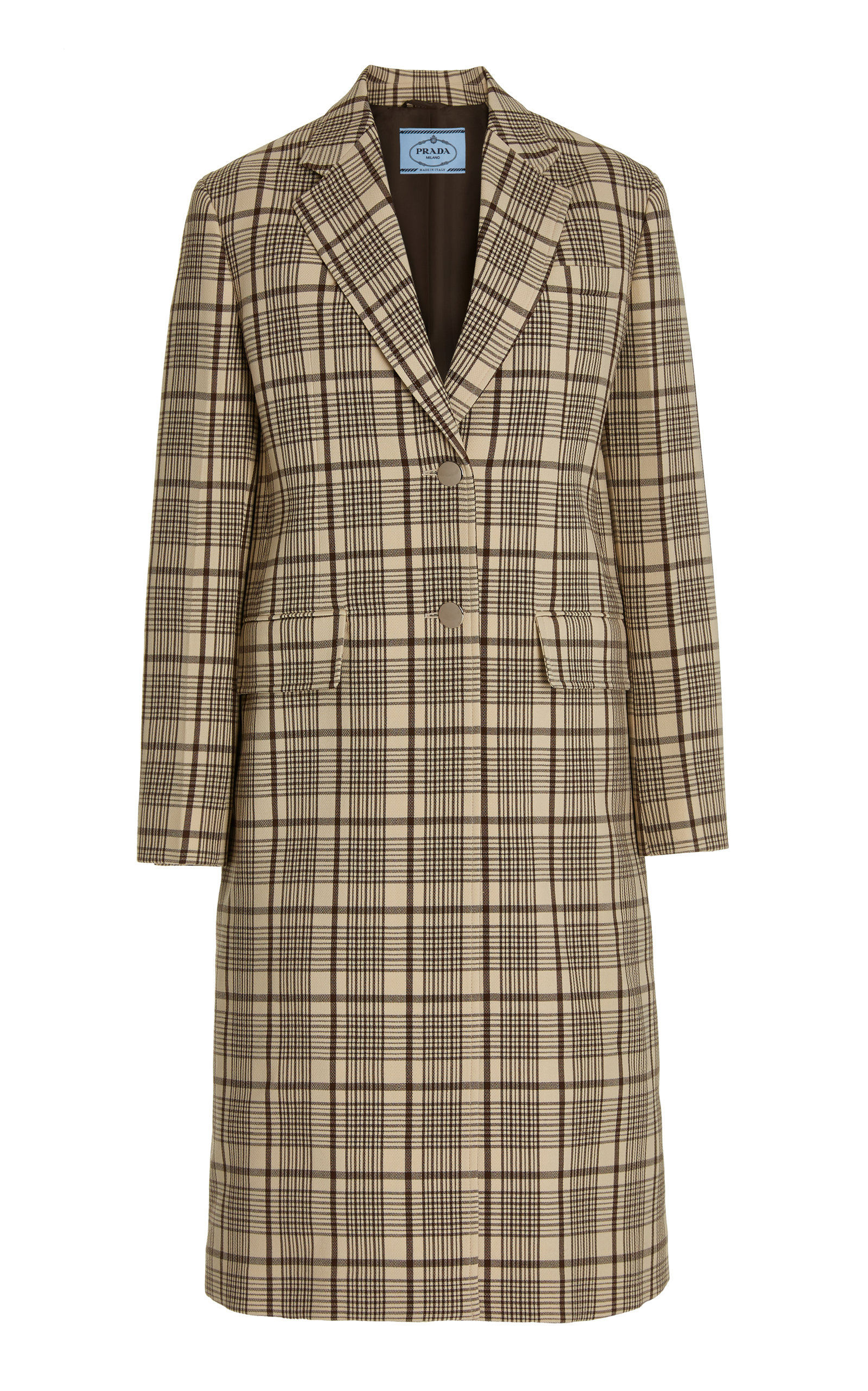 Double-Breasted Checked Wool Coat