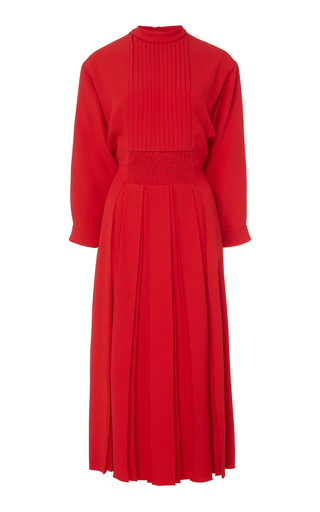 Pleated Crepe Midi Dress by Prada | Moda Operandi