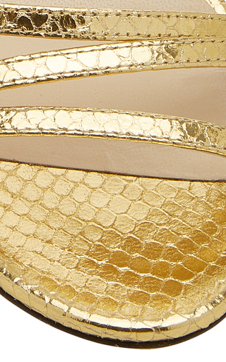 Tesca Snake-Effect Metallic Leather Sandals展示图