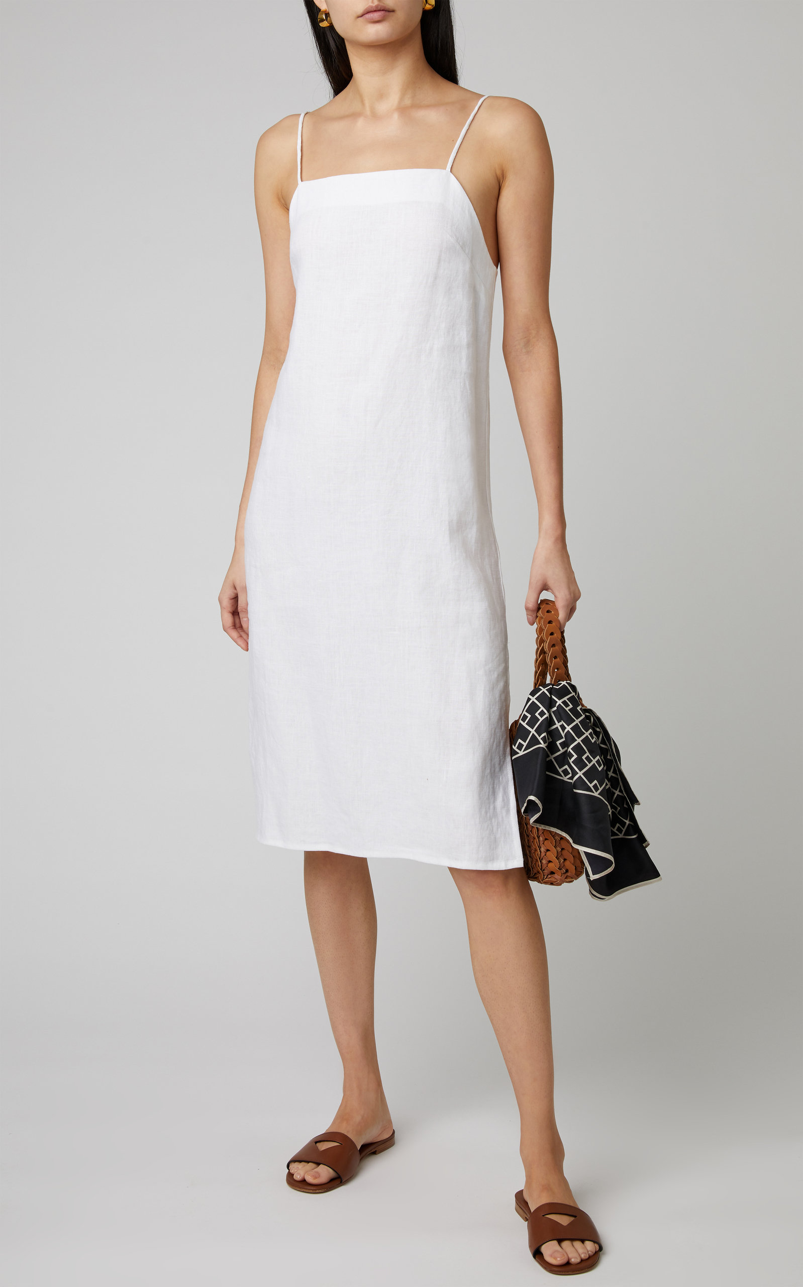 linen square neck dress