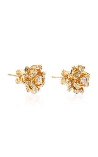 Rose 18K Gold Diamond Earrings展示图