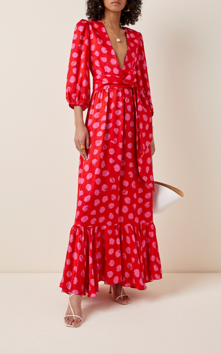 Ariel Polka-Dot Satin-Jacquard Maxi Dress展示图