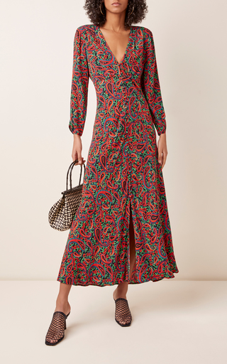 Katie Paisley Crepe Midi Dress展示图