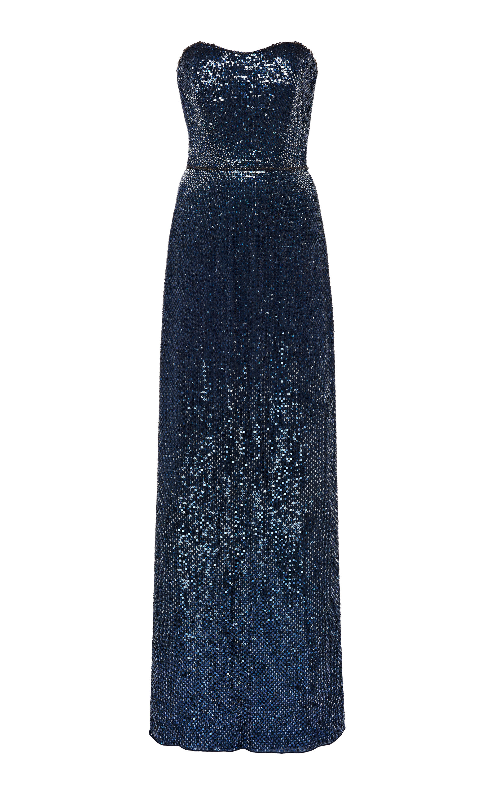Jenny Packham Strapless Sequined Dress In Blue | ModeSens