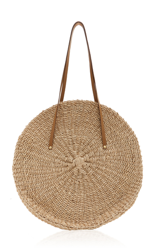 Belen Leather-Trimmed Woven Straw Tote展示图