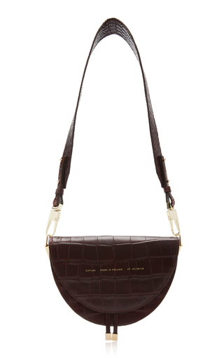 Croc-Effect Leather Shoulder Bag展示图