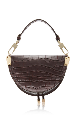 Croc-Effect Leather Shoulder Bag展示图