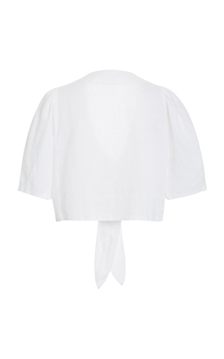 Agatha Tie-Front Linen Crop Top展示图