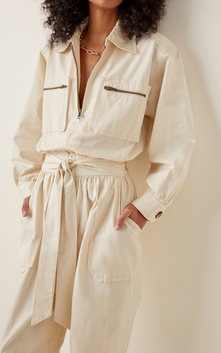 Belted Cropped Cotton-Twill Jumpsuit展示图