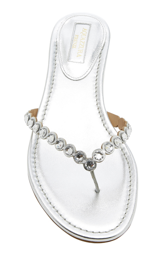 Tequila Crystal-Embellished Leather Flip Flops展示图