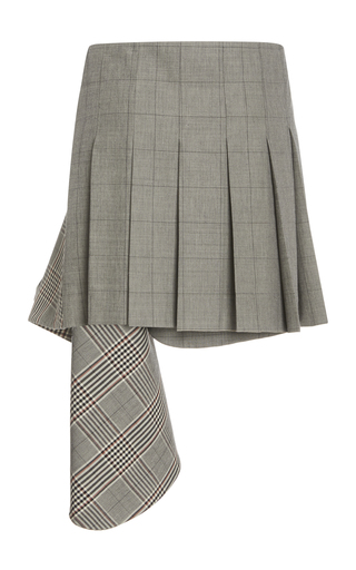 Dual Plaid Cascade Wool-Blend Mini Skirt展示图