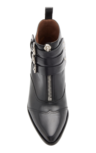 Buckle-Embellished Leather Ankle Boots展示图