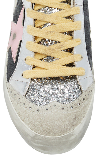 Mid-Star Glitter-Embellished Leather Wave Sneakers展示图