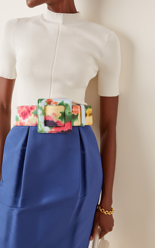 Bouquet Floral Print Large Square Buckle Belt展示图