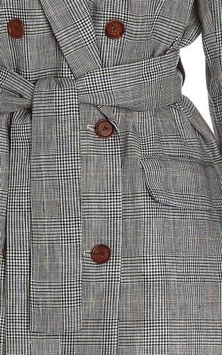 Needham Plaid Linen Double-Breasted Blazer展示图