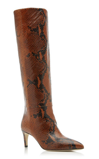 Python-Effect Leather Knee Boots展示图