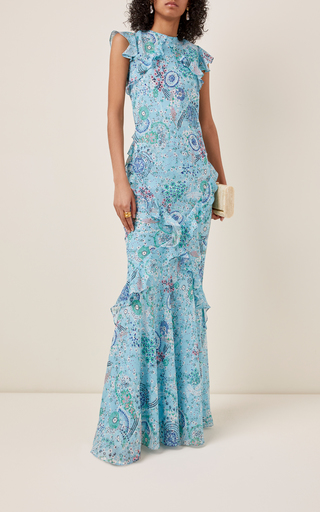 Tamara Ruffled Printed Silk-Chiffon Maxi Dress展示图