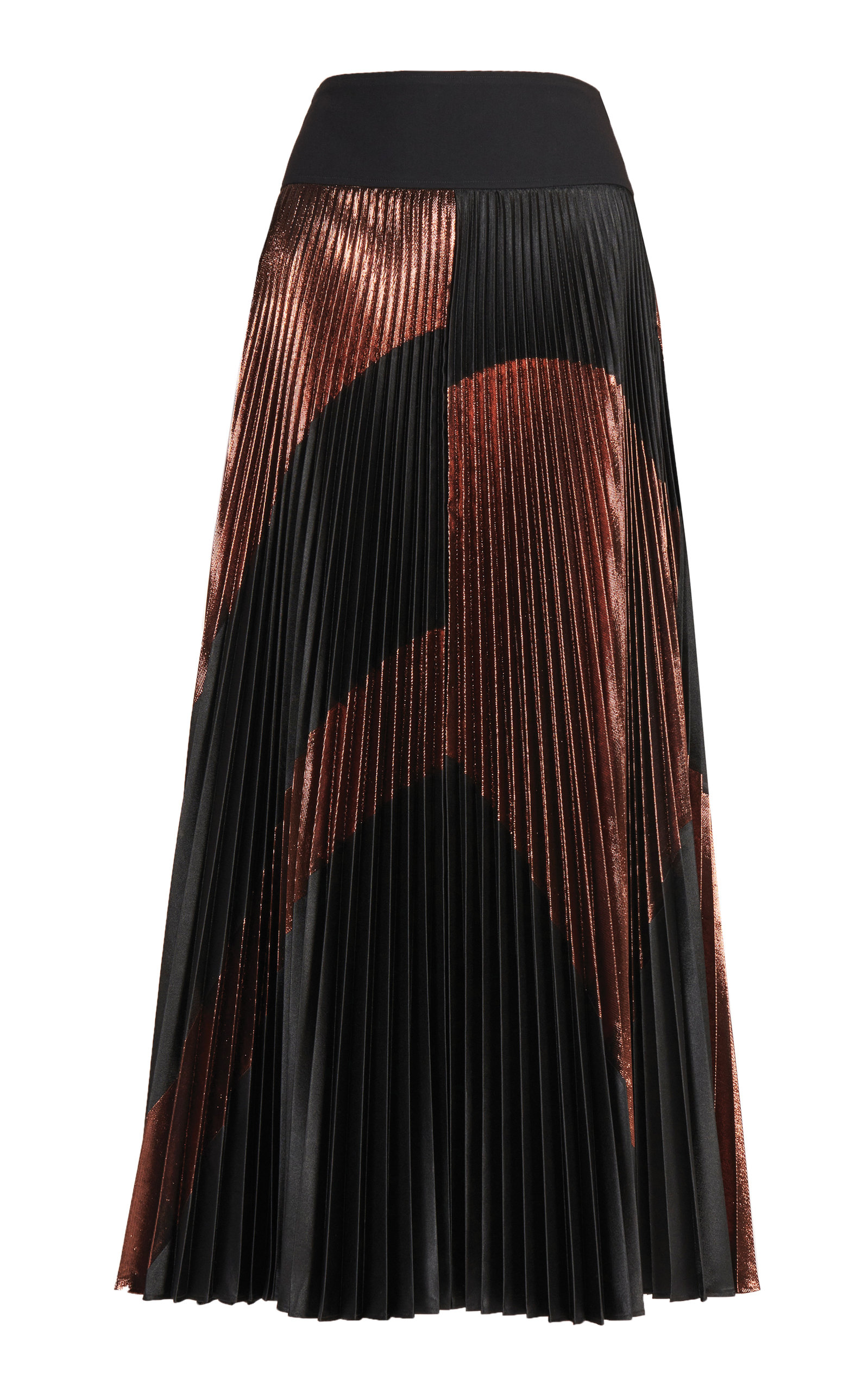 metallic pleated maxi skirt