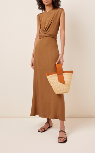 Amphora Straw and Leather Top-Handle Bag展示图