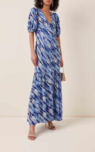 Thora Button-Front Printed Crepe Midi Dress展示图