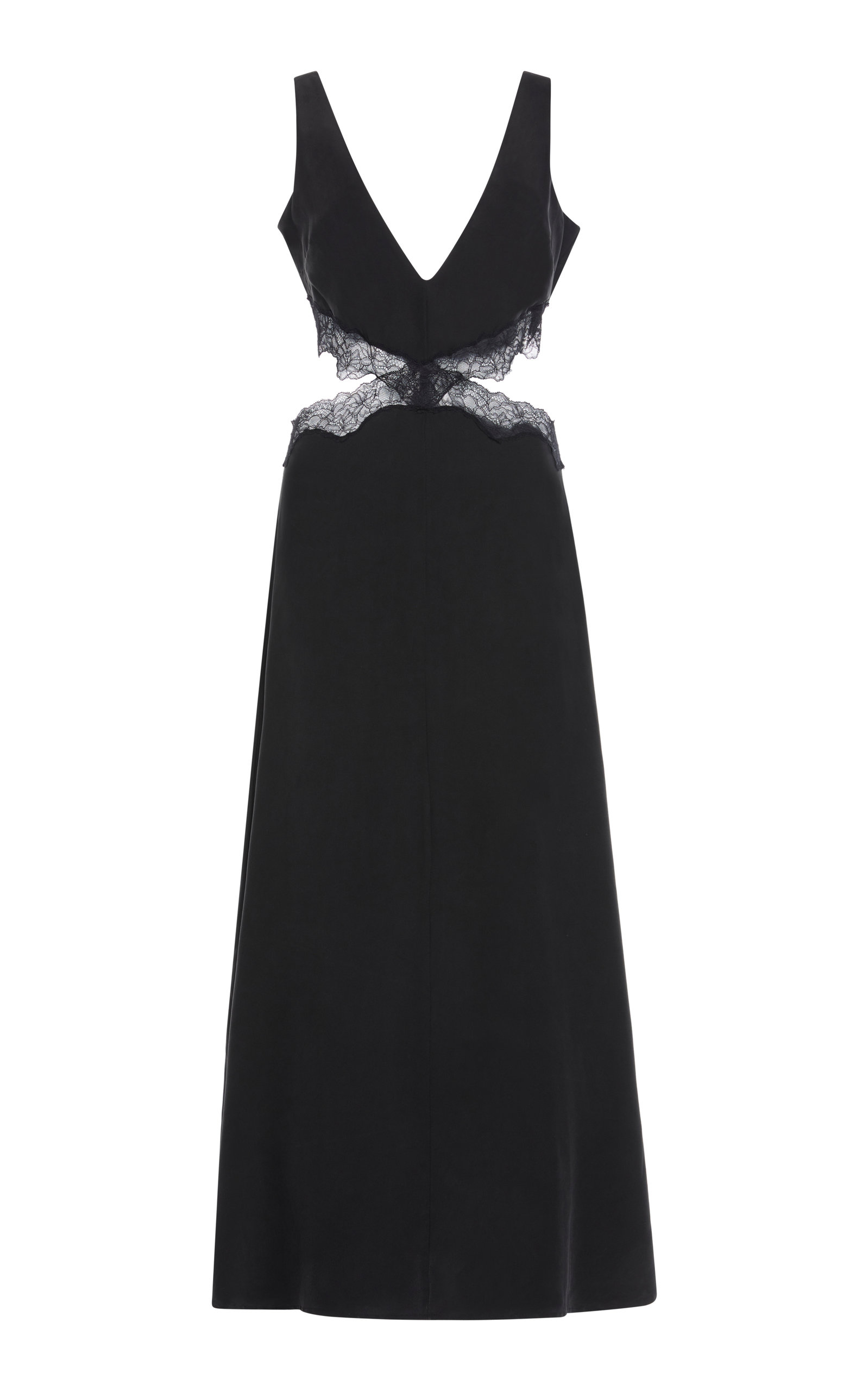 black silk floor length dress