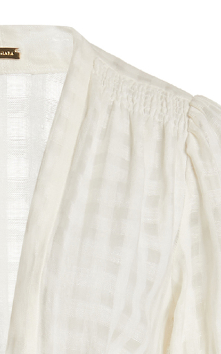 Willow Button-Front Linen Gauze Midi Dress展示图