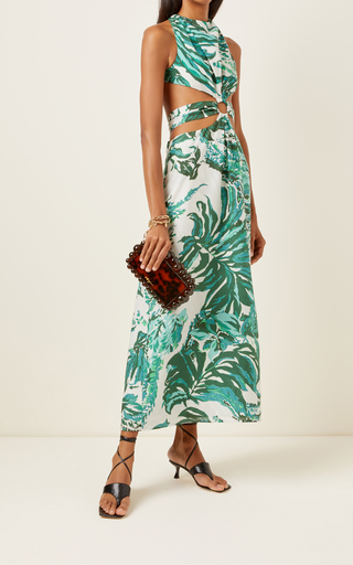 Izabel Cutout Printed Cotton-Modal Voile Maxi Dress展示图