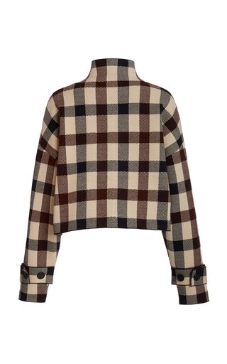 Plaid Funnel Neck Crepe Jumper展示图