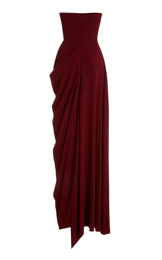 Exclusive Draped Crepe Strapless Gown展示图