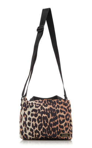 Animal Print Recycled Tech Fabric Shoulder Bag展示图