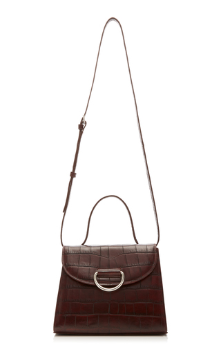 Lady Croc-Effect Leather Top Handle Bag展示图