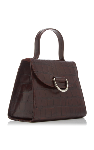 Lady Croc-Effect Leather Top Handle Bag展示图