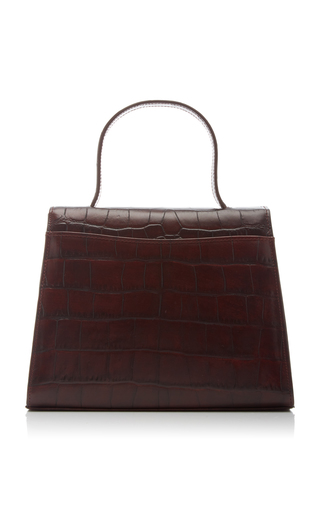 Lady Croc-Effect Leather Top Handle Bag展示图