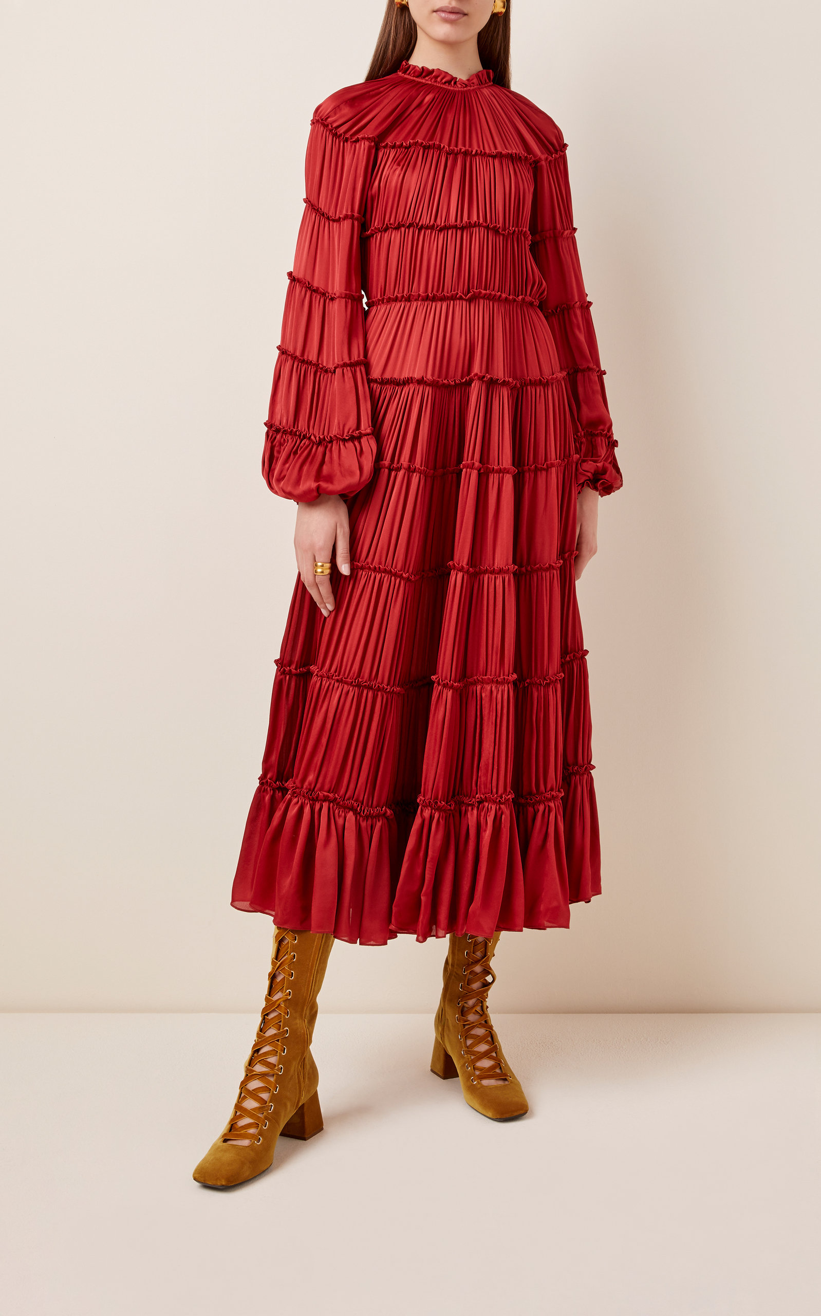 zimmermann red silk dress