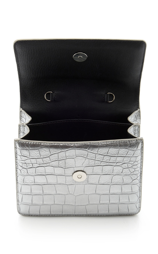 Mini Collectionneuse Metallic Croc-Effect Leather Clutch展示图