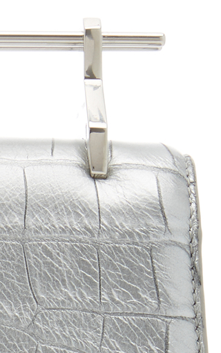 Mini Collectionneuse Metallic Croc-Effect Leather Clutch展示图