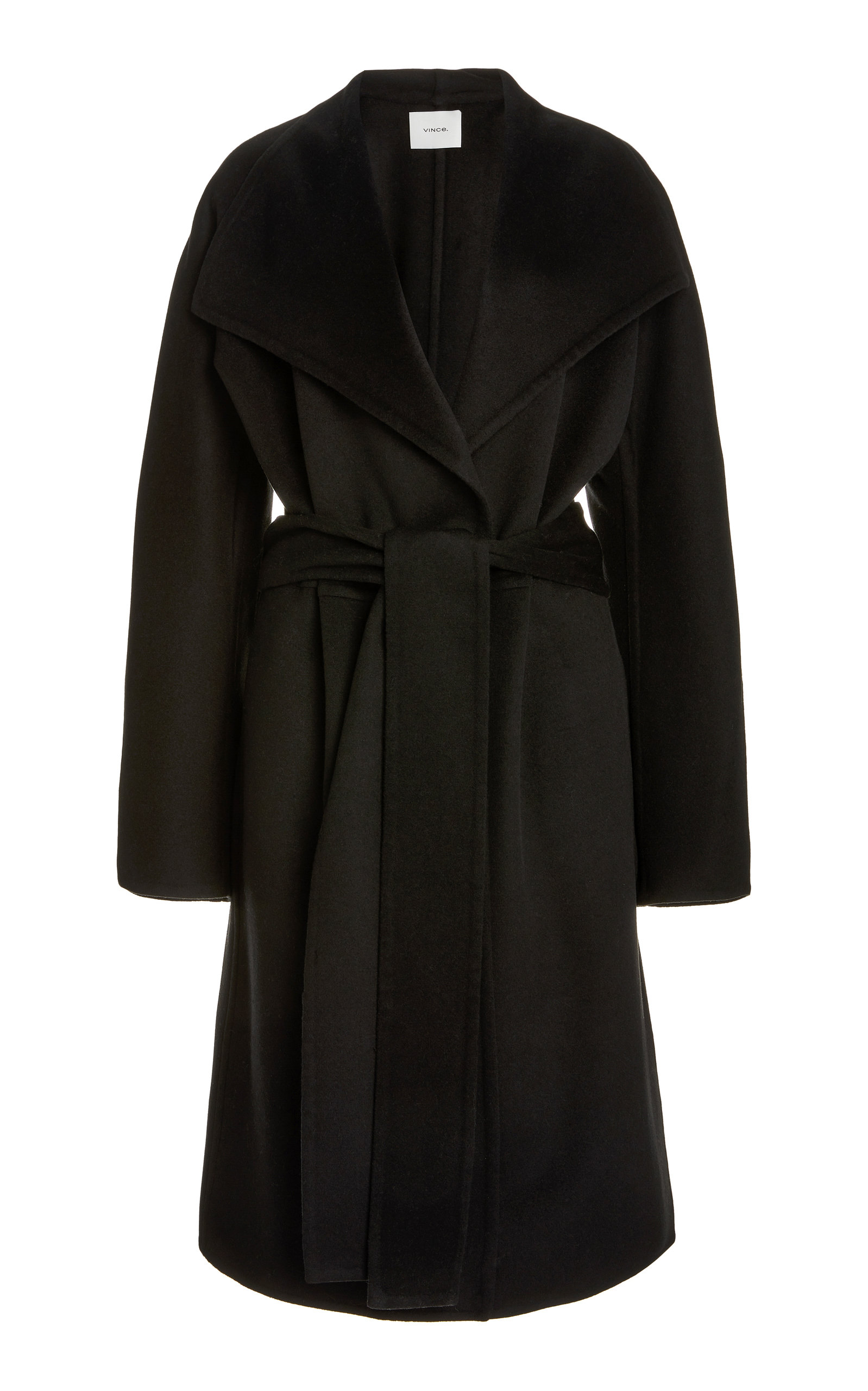 black wrap coat with belt