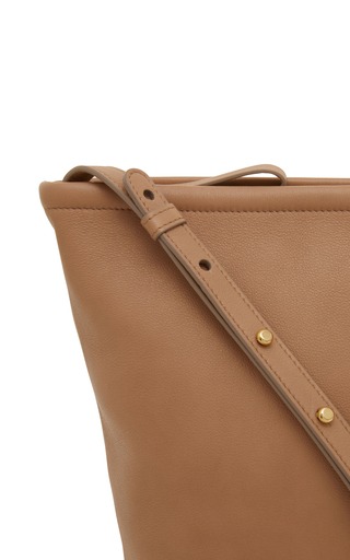 Zip-up Leather and Canvas Bucket Bag展示图