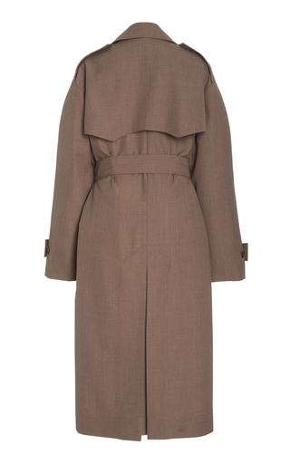 Olym Double Breasted Lightweight Wool Trench Coat展示图