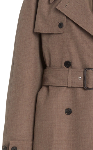 Olym Double Breasted Lightweight Wool Trench Coat展示图