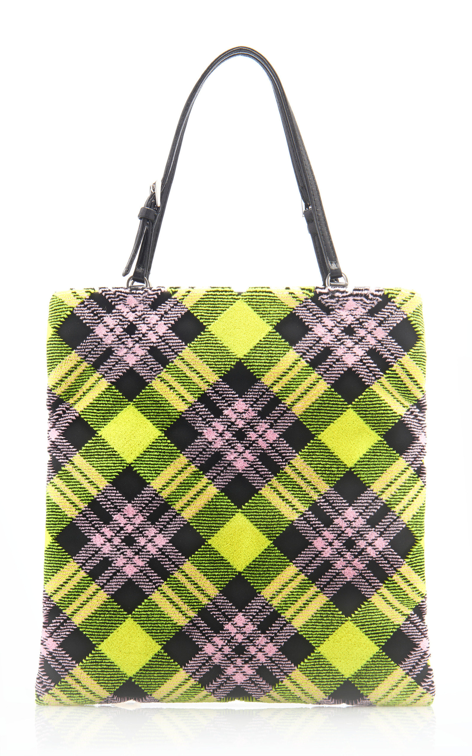 prada plaid tote bag