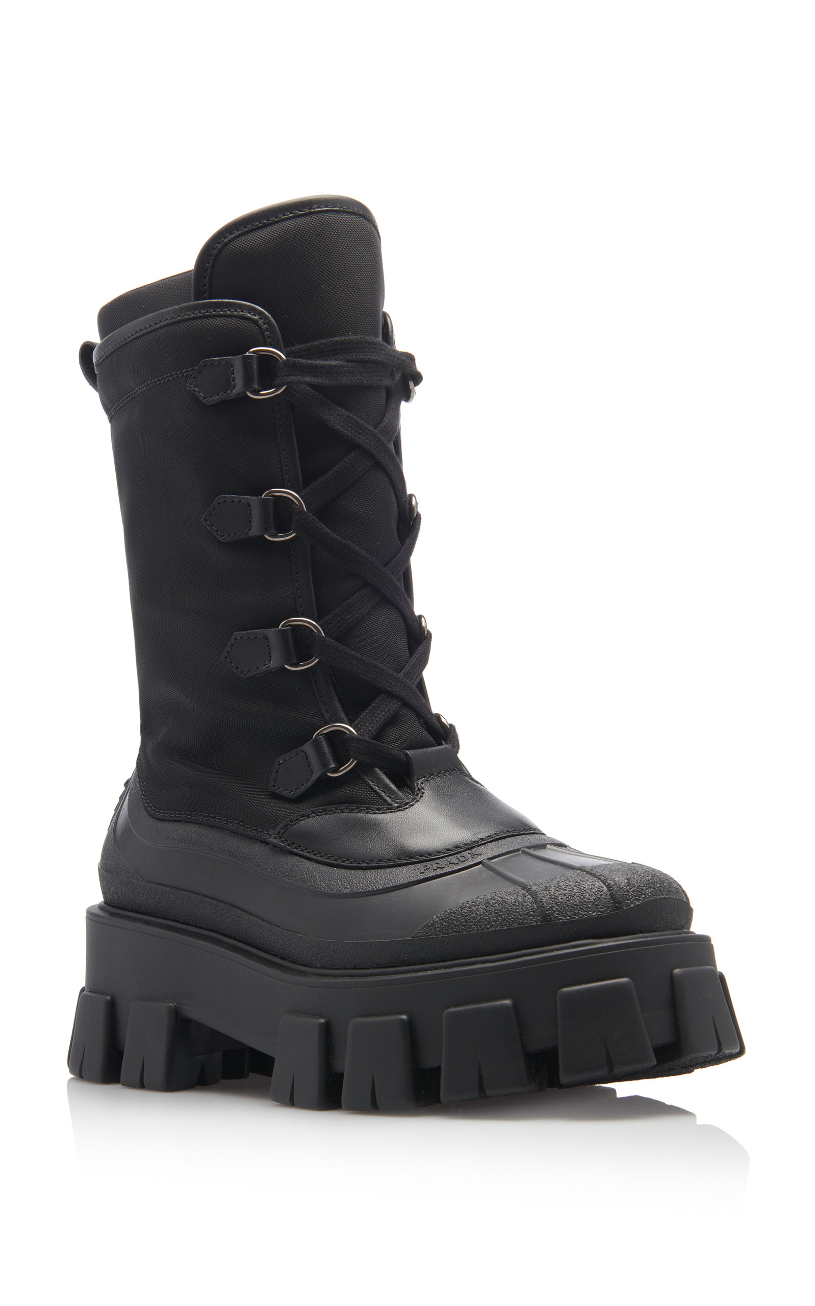 prada black lace up boots