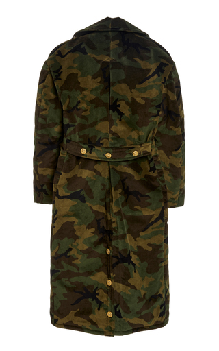 Oversized Camouflage Velvet Double-Breasted Military Coat展示图