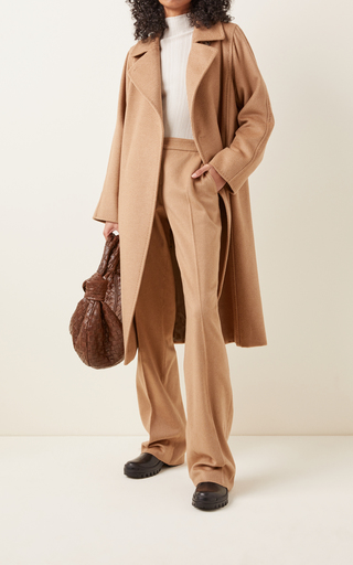 Manuela Belted Camel Wool Trench Coat展示图