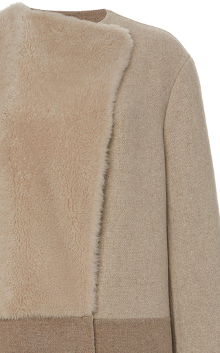 Shearling-Patchwork Cashmere Natte Coat展示图